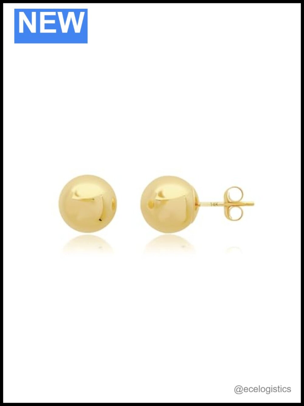 14K Yellow Gold 4mm Ball Stud Earrings for Women Push Back